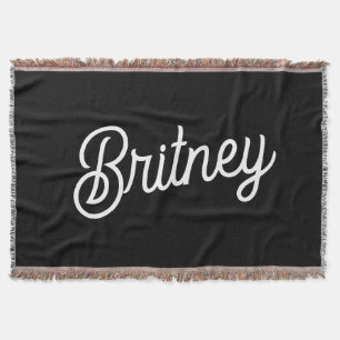 Modern Black White Personalized Monogram and Name  Throw Blanket