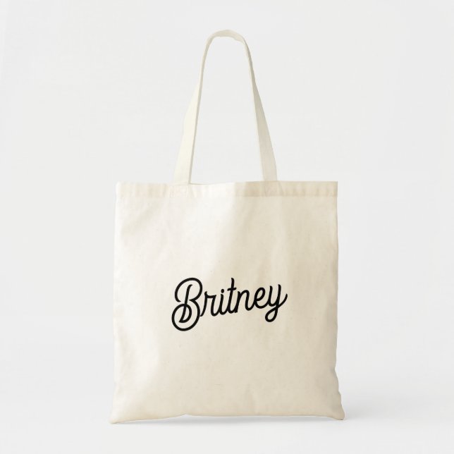 Modern Black White Personalized Monogram and Name  Tote Bag (Front)