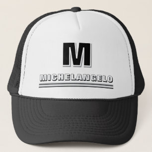 Modern Black White Personalized Monogram and Name Trucker Hat