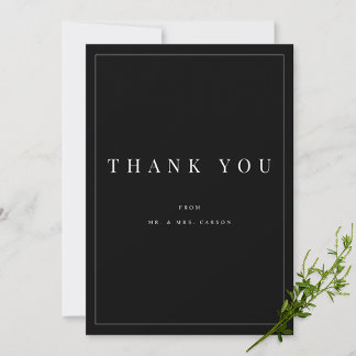 Modern Black & White Personalized Thank you Card