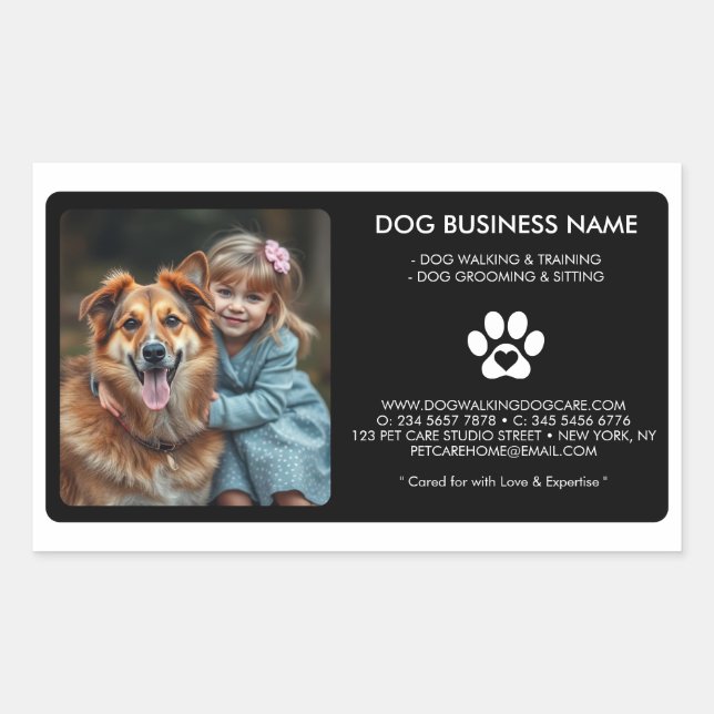 Modern Black White Pet Sitter custom Photo Sticker (Front)