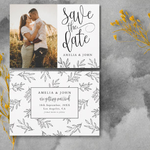 Modern Black & White Photo Botanic Save the Date