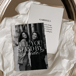 Modern Black & White Photo Bridesmaid Proposal Invitation