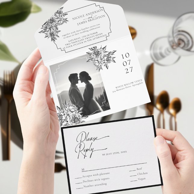 Modern black & white photo calligraphy script all in one invitation (Creator Uploaded)
