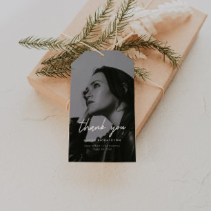 Modern Black White Photo Graduation Thank You Gift Tags