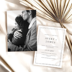 Modern Black White Photo Minimalist Wedding  Invitation