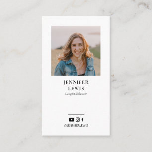Modern Black & White Photo Social Media Business Card