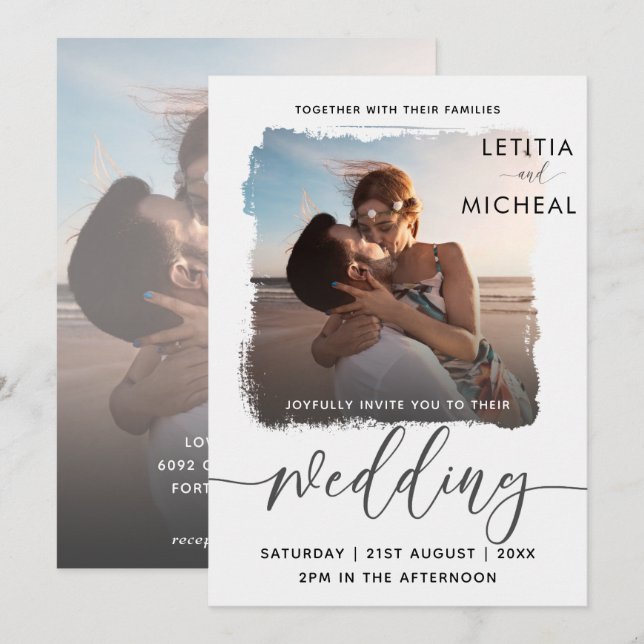 Modern Black & White Photo Template Wedding (Front/Back)