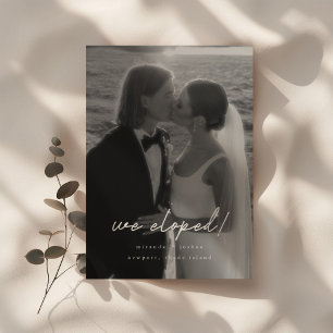 Modern Black & White Photo 'We Eloped' Reception Invitation