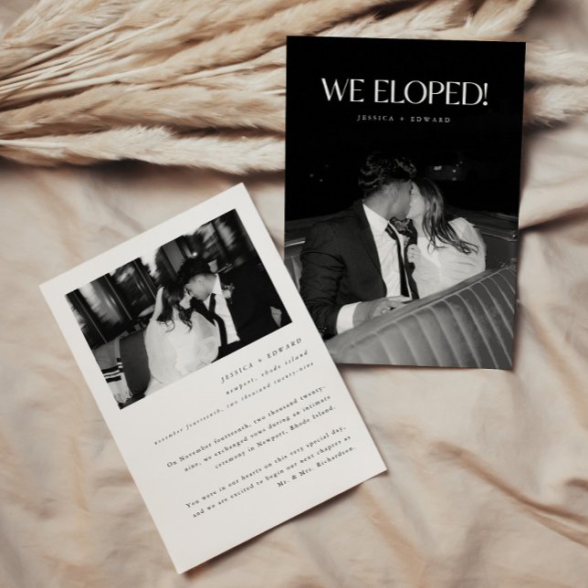 Modern Black & White Photo Wedding Elopement Announcement (Creator Uploaded)