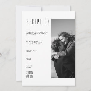Modern Black & White Photo Wedding Reception Card