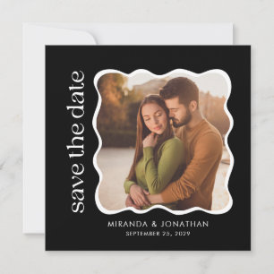 Modern Black White Photo Wedding Save The Date
