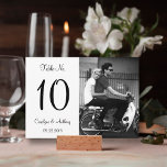 Modern Black & White Photo Wedding Table Number<br><div class="desc">Simple yet elegant, these modern photo black and white wedding table number cards are so easy to personalized for your special occasion and would make the perfect table cards for your wedding, bridal shower, engagement party, birthday party and many more special occasions. Add your custom wording to this design by...</div>