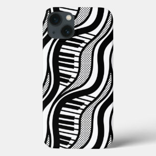 Modern Black White Piano Wavy iPhone 13 Case