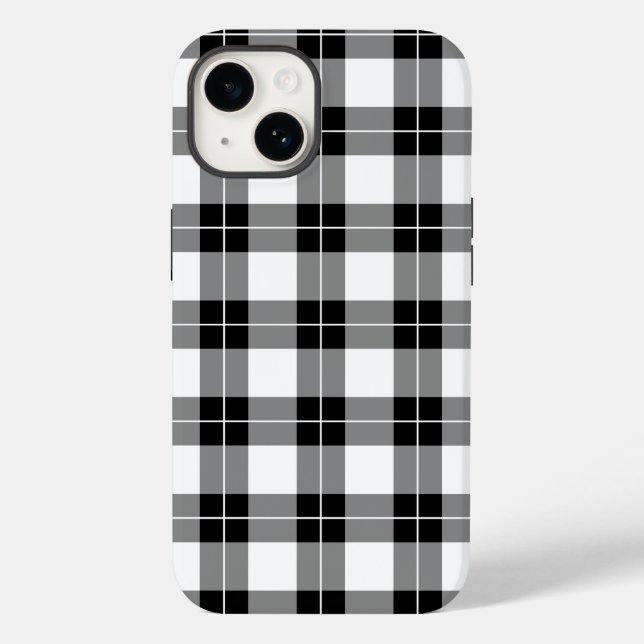 Modern Black White Plaid Pattern Case-Mate iPhone Case (Back)