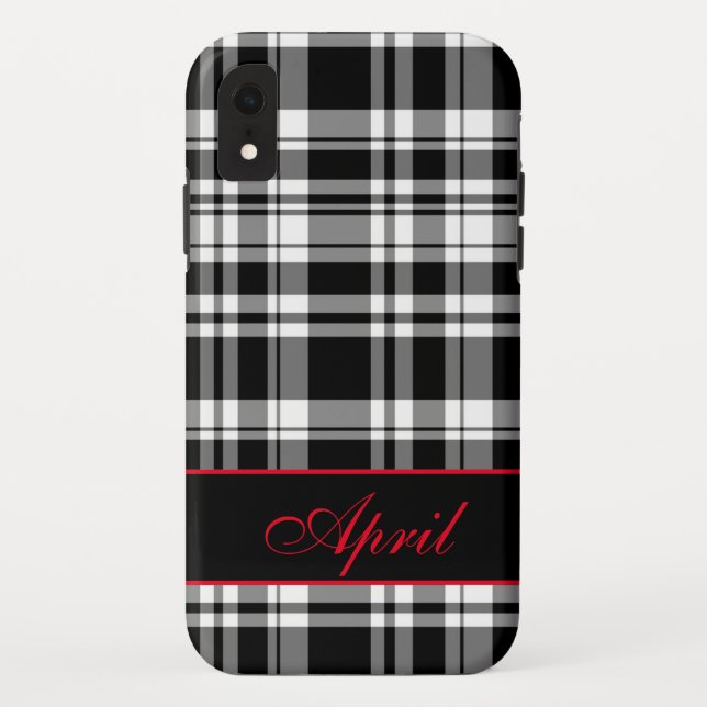 Modern Black White Plaid pattern Case-Mate iPhone Case (Back)
