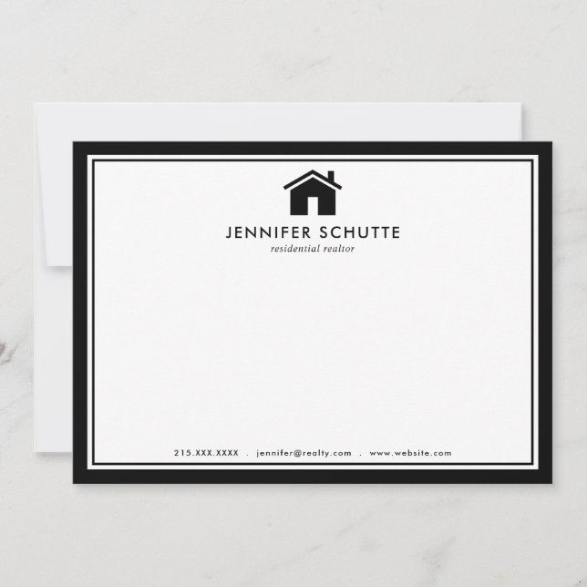 Modern Black & White Plaid Personalized Realtor Card (Front)
