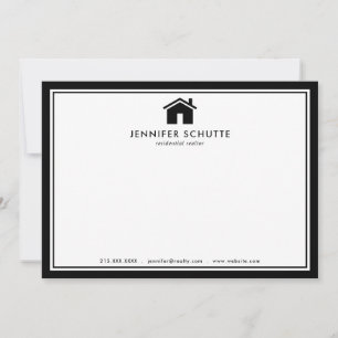 Modern Black & White Plaid Personalized Realtor Card