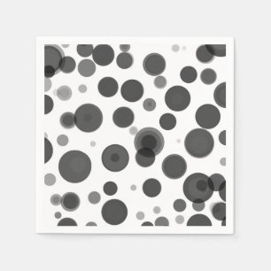 Modern Black White Polka Dot Bubbles Party Napkin