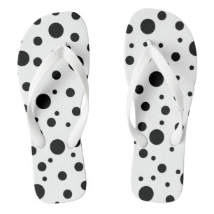 Modern Black White Polka Dot Flip Flops