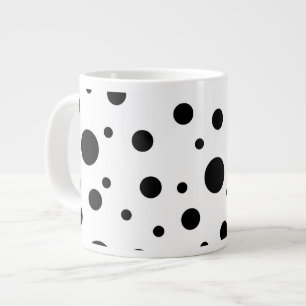 Modern Black White Polka Dot Large Coffee Mug