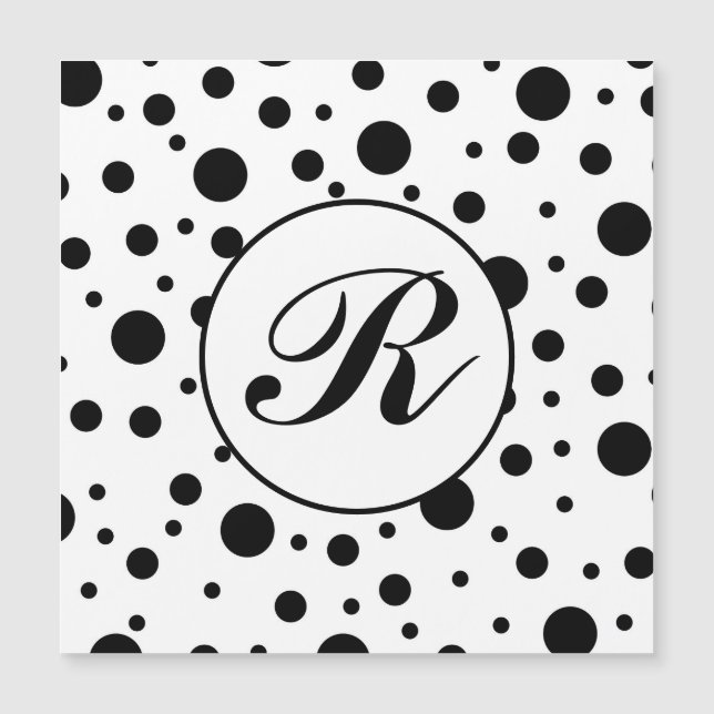 Modern Black White Polka Dot Monogram (Front)