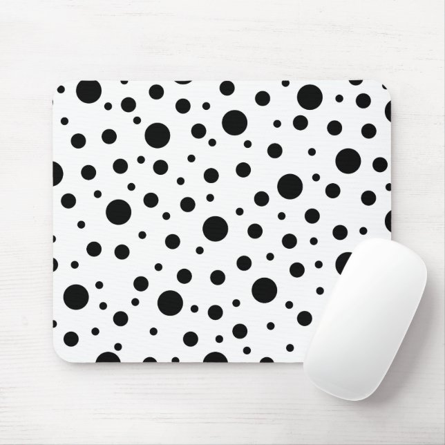 Modern Black White Polka Dot Mouse Pad (With Mouse)