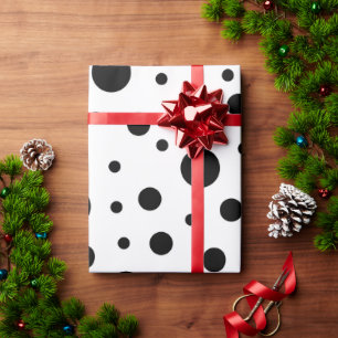 Modern Black White Polka Dot Wrapping Paper