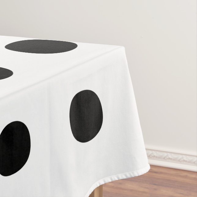 Modern black white Polka dots bold pattern elegant Tablecloth (In Situ)
