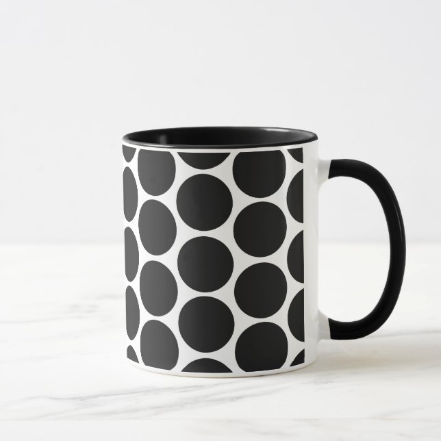 MODERN BLACK, WHITE POLKA DOTS MUG (Right)