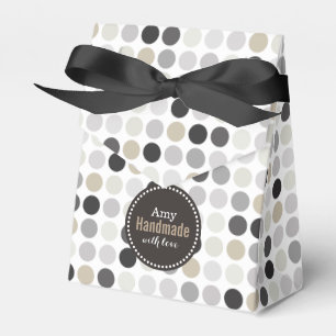 Modern black white polka dots pattern monogram favor box