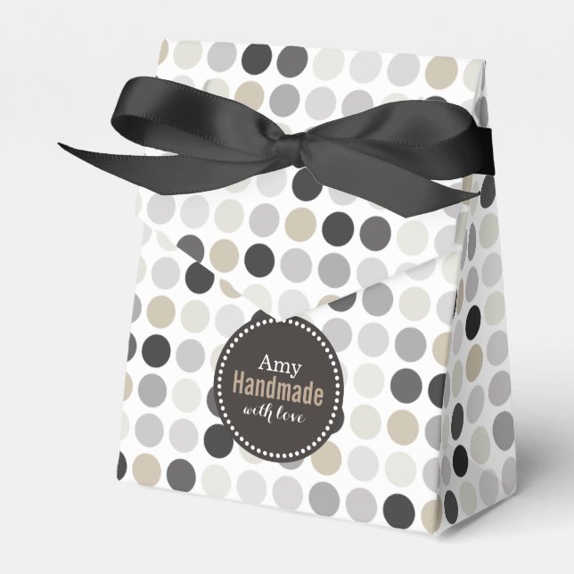 Modern black white polka dots pattern monogram favor box (Front Side)