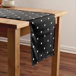Modern Black White Polka Dots Pattern  Short Table Runner