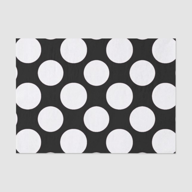 Modern Black White Polka Dots Pattern Tissue Paper (Front)