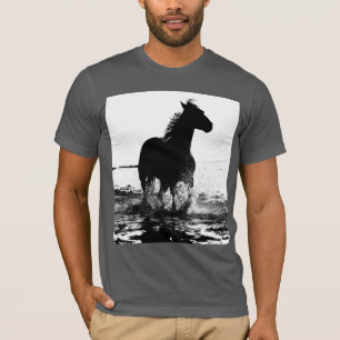 Modern Black White Pop Art Running Horse Men's T-Shirt