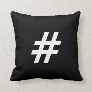 Modern Black & White # Pound sign (hashtag) Button Throw Pillow