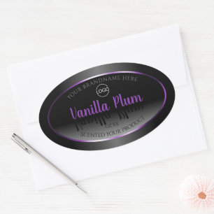 Modern Black White Product Label Purple Frame Logo