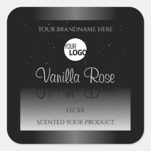 Modern Black White Product Label Soft Glitter Logo