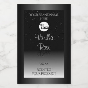 Modern Black White Product Label Soft Glitter Logo