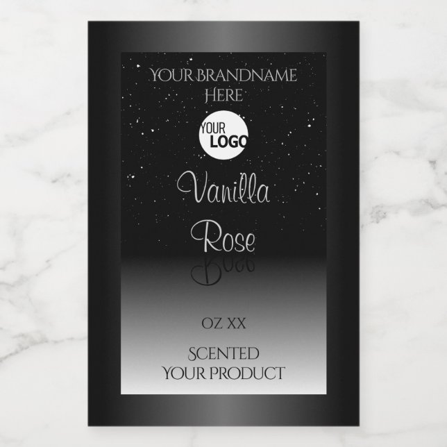 Modern Black White Product Label Soft Glitter Logo (Single Label)