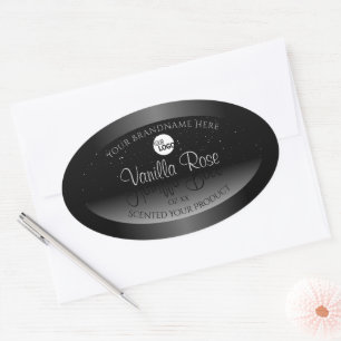 Modern Black White Product Label Soft Glitter Logo