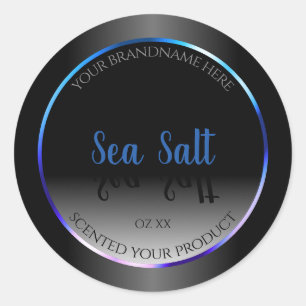 Modern Black White Product Labels Blue Teal Frame