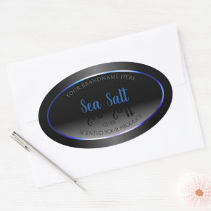 Modern Black White Product Labels Blue Teal Frame