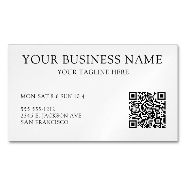 Modern Black White QR Code Business  Card Magnet (Front)