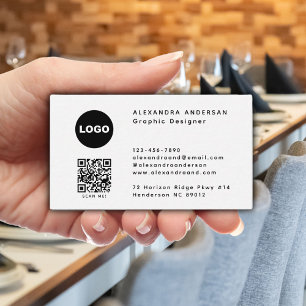 Modern Black White QR Code Logo Professional Business Card