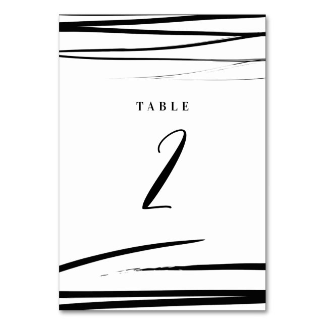 Modern Black White QR Code Wedding Program Table Number (Front)
