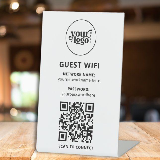 Modern Black White QR WiFi Password Business Sign (Modern Black White QR WiFi Password Business Sign)