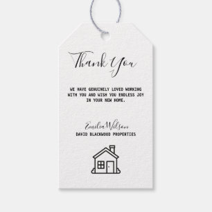 Modern Black & White Real Estate Gift Tags 