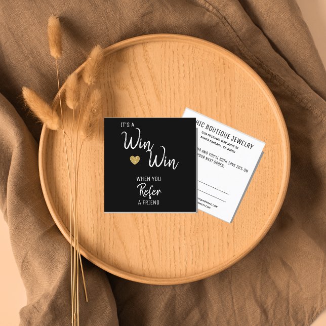 Modern Black White  Refer a Friend Referral Card (Creator Uploaded)