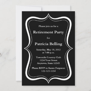 Modern Black & White Retirement Party Invitations